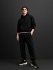 Waist Elastic Tapered Leg Basic Black Tracksuit