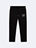 Waist Elastic Straight Leg Black Tracksuit
