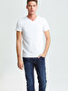 V-neck Basic Short Arm Slim White T-shirt