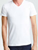 V-neck Basic Short Arm Slim White T-shirt