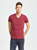 V-neck Basic Short Arm Slim Red T-shirt