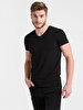 V-neck Basic Short Arm Slim Black T-shirt