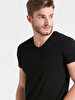 V-neck Basic Short Arm Slim Black T-shirt