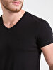 V-neck Basic Short Arm Slim Black T-shirt