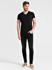 V-neck Basic Short Arm Slim Black T-shirt