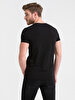 V-neck Basic Short Arm Slim Black T-shirt