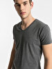 V-neck Basic Short Arm Slim Anthracite T-shirt