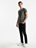 V-neck Basic Short Arm Slim Anthracite T-shirt