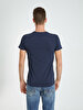 Crew Neck Basic Short Arm Slim Navy T-shirt