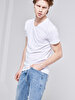 V-neck Basic Short Arm Slim White T-shirt