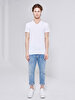 V-neck Basic Short Arm Slim White T-shirt