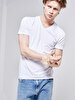V-neck Basic Short Arm Slim White T-shirt