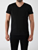 V-neck Basic Short Arm Slim Black T-shirt