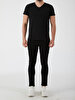 V-neck Basic Short Arm Slim Black T-shirt