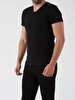 V-neck Basic Short Arm Slim Black T-shirt
