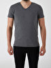 V-neck Basic Short Arm Slim Anthracite T-shirt