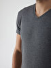 V-neck Basic Short Arm Slim Anthracite T-shirt