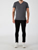 V-neck Basic Short Arm Slim Anthracite T-shirt