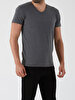 V-neck Basic Short Arm Slim Anthracite T-shirt