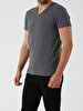 V-neck Basic Short Arm Slim Anthracite T-shirt