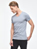 V-neck Basic Short Arm Slim Grey T-shirt