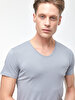 V-neck Basic Short Arm Slim Grey T-shirt