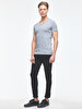 V-neck Basic Short Arm Slim Grey T-shirt