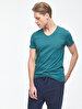 V-neck Basic Short Arm Slim Green T-shirt