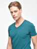 V-neck Basic Short Arm Slim Green T-shirt