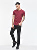 Crew Neck Basic Short Arm Slim Red T-shirt