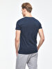 Crew Neck Basic Short Arm Slim Navy T-shirt