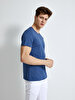 Crew Neck Basic Blue T-shirt