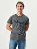 Logo Printed Crew Neck Anthracite T-shirt