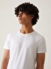 Crew Neck Basic Short Arm Slim White T-shirt