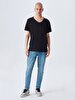 V-neck With Pockets Black T-shirt