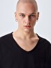 V-neck With Pockets Black T-shirt