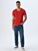 V-neck With Pockets Red T-shirt