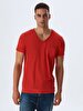 V-neck With Pockets Red T-shirt
