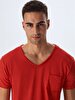 V-neck With Pockets Red T-shirt