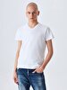 V-neck Basic Short Arm Slim White T-shirt