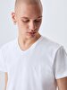 V-neck Basic Short Arm Slim White T-shirt
