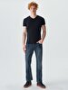 V-neck Basic Short Arm Slim Black T-shirt