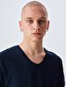 V-neck Basic Short Arm Slim Navy T-shirt