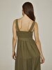 Front Cord Closure Long Green Dress