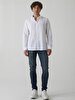 Linen Look Classic Collar White Shirt