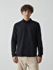Linen Look Classic Collar Black Shirt