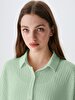 Textured Comfortable Cut Green Shirt