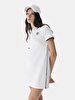 Polo Yaka Kontrast Işlemeli Beyaz Elbise