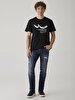 Logo Printed Round Collar Black T-shirt