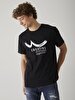 Logo Printed Round Collar Black T-shirt
